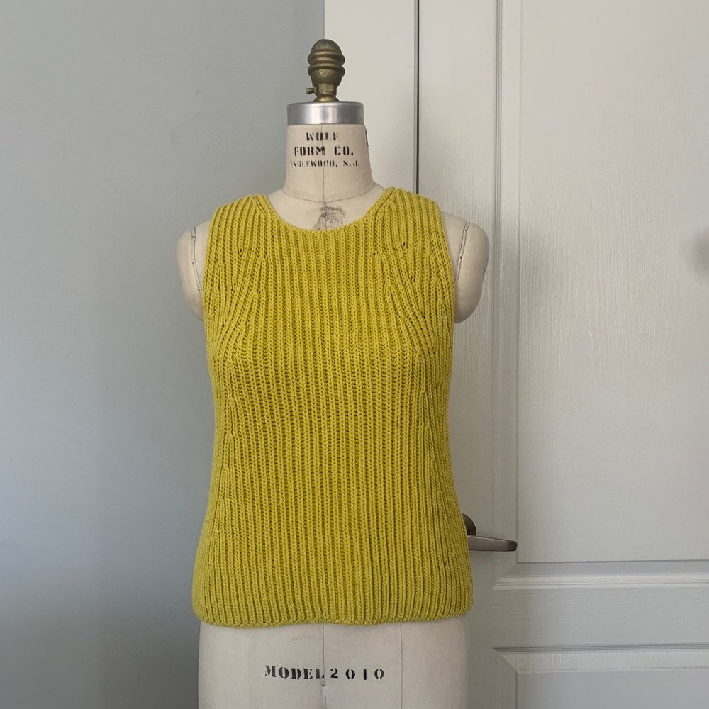 Vince Yellow Green Knit Tank SMALL